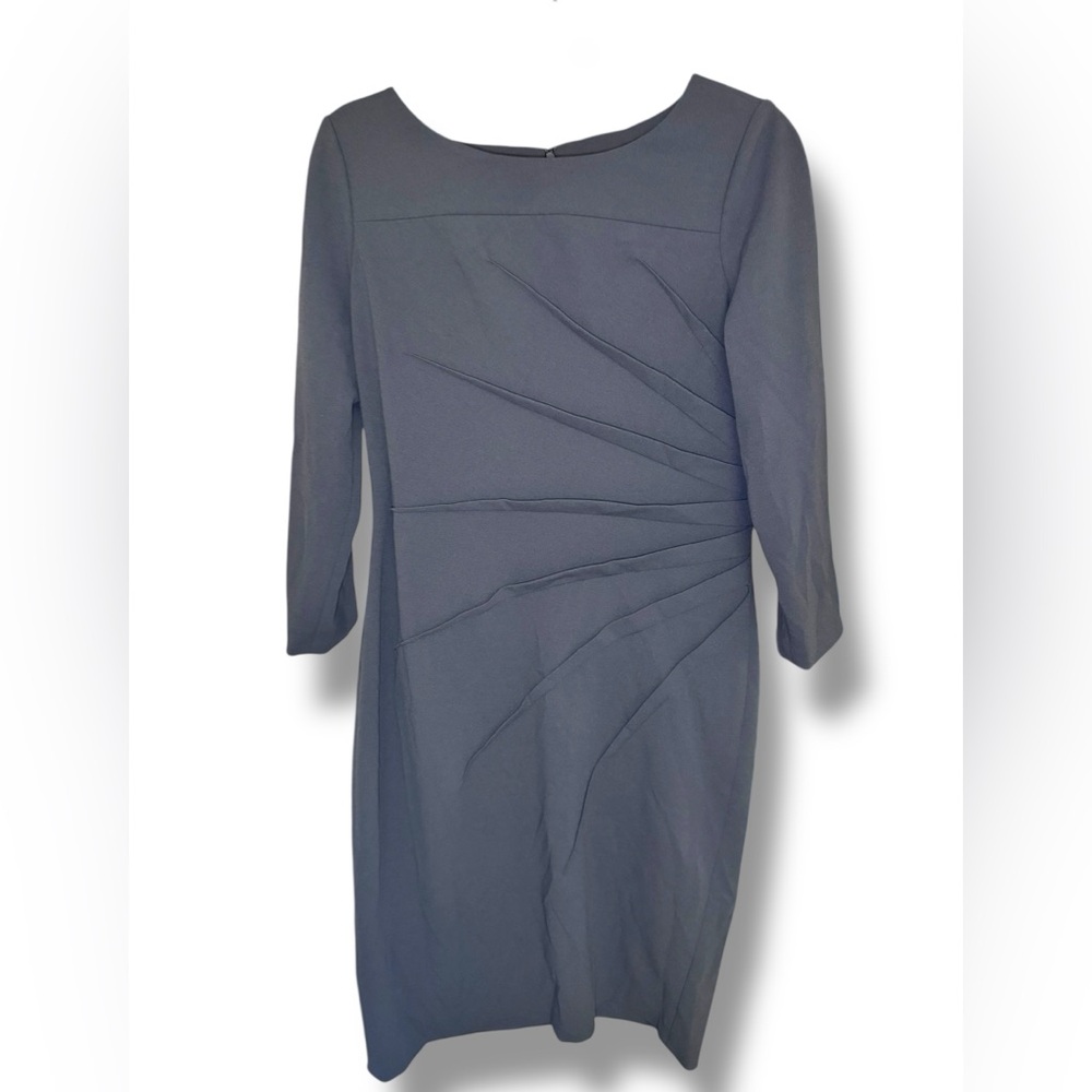 Calvin Klein Charcoal Pleated‎ 3/4 Sleeve Dress Sz 10 EUC